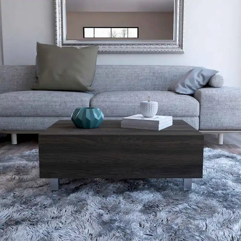 Table basse relevable avec compartiment de rangement caché