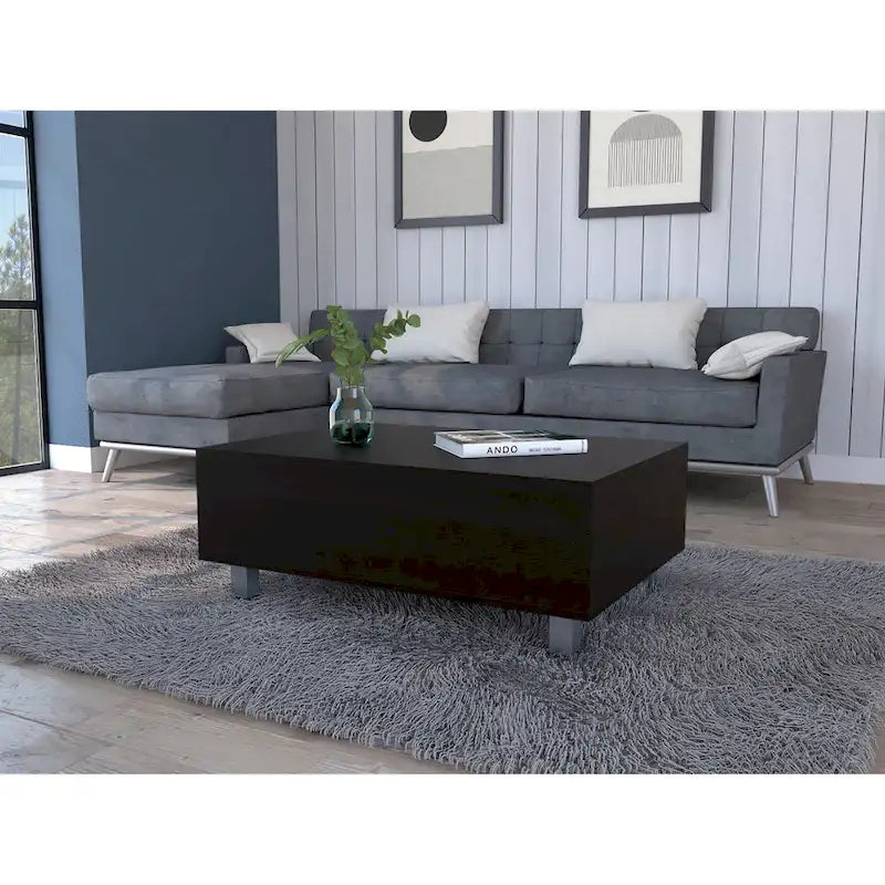 Table basse relevable avec compartiment de rangement caché