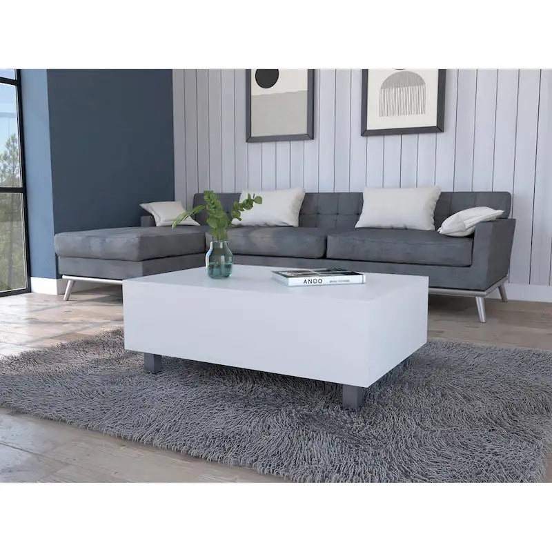 Table basse relevable avec compartiment de rangement caché