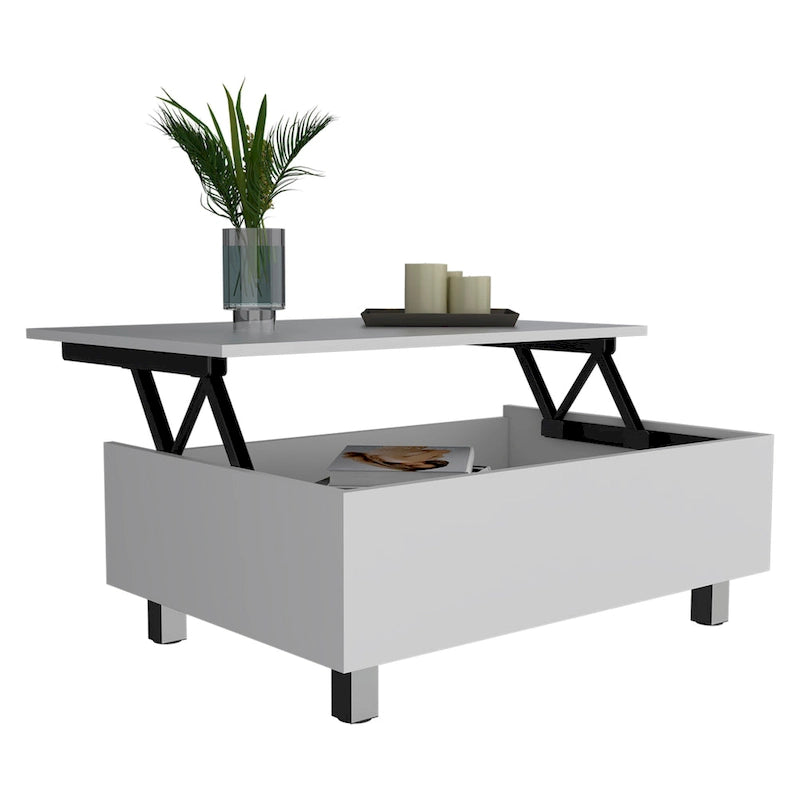 Table basse relevable avec compartiment de rangement caché