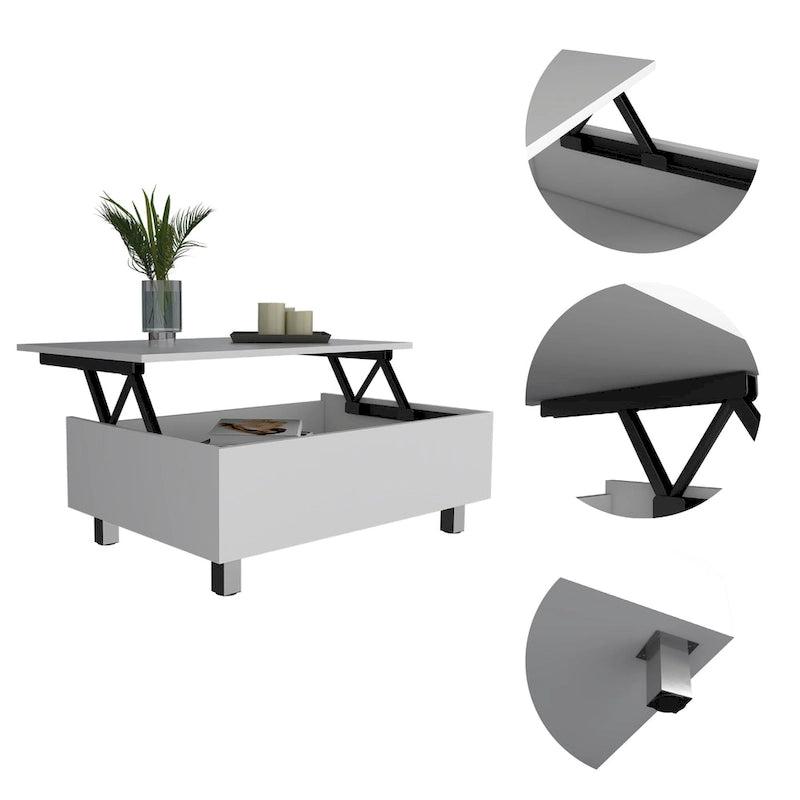 Table basse relevable avec compartiment de rangement caché