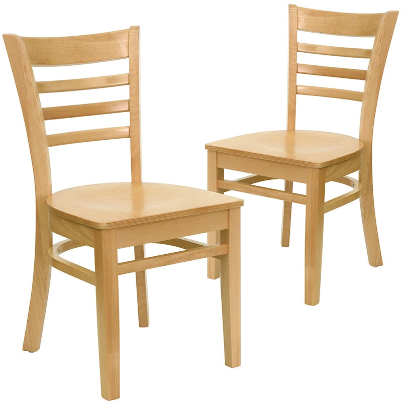 Chaise de restaurant à lattes en bois (lot de 2)