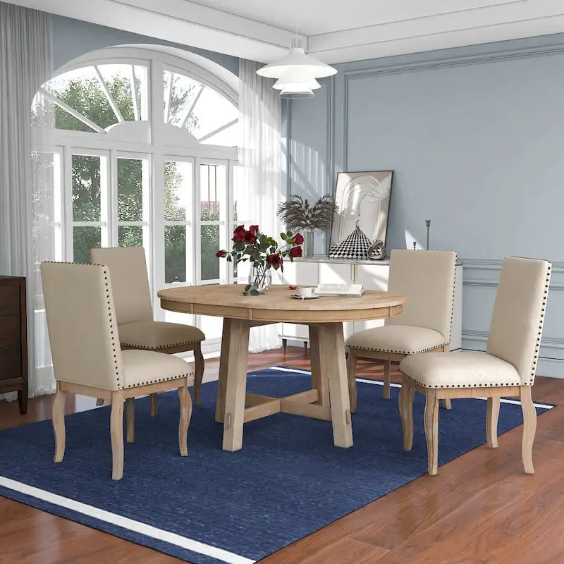 Ensemble de salle à manger 5 pièces extensible avec chaises rembourrées
