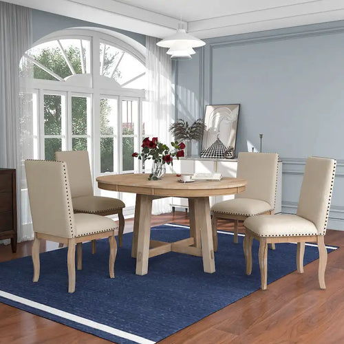 Ensemble de salle à manger 5 pièces extensible avec chaises rembourrées