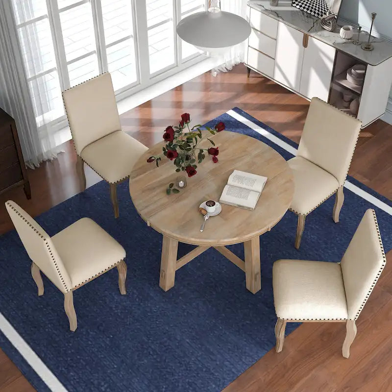 Ensemble de salle à manger 5 pièces extensible avec chaises rembourrées