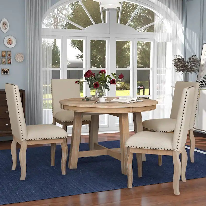 Ensemble de salle à manger 5 pièces extensible avec chaises rembourrées