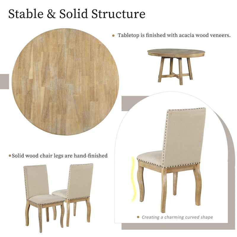 Ensemble de salle à manger 5 pièces extensible avec chaises rembourrées