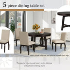 Ensemble de salle à manger 5 pièces extensible avec chaises rembourrées