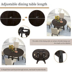 Ensemble de salle à manger 5 pièces extensible avec chaises rembourrées