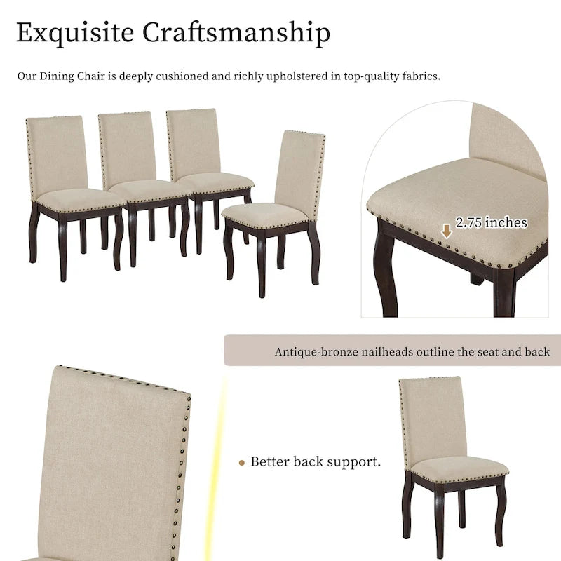 Ensemble de salle à manger 5 pièces extensible avec chaises rembourrées