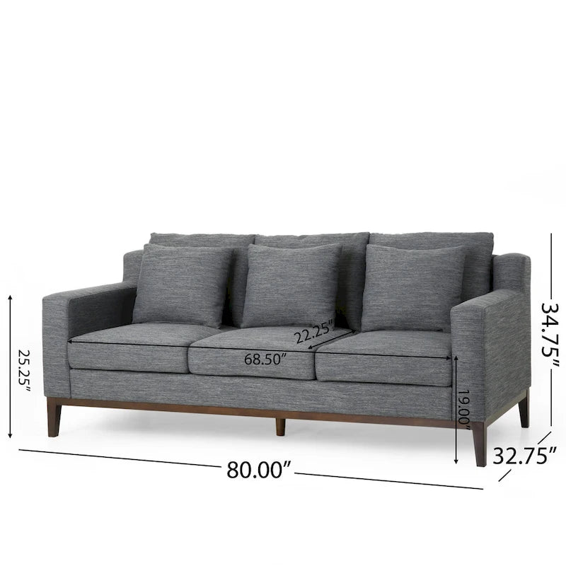 Canapé 3 places contemporain en tissu avec coussins décoratifs