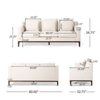 Canapé 3 places contemporain en tissu avec coussins décoratifs