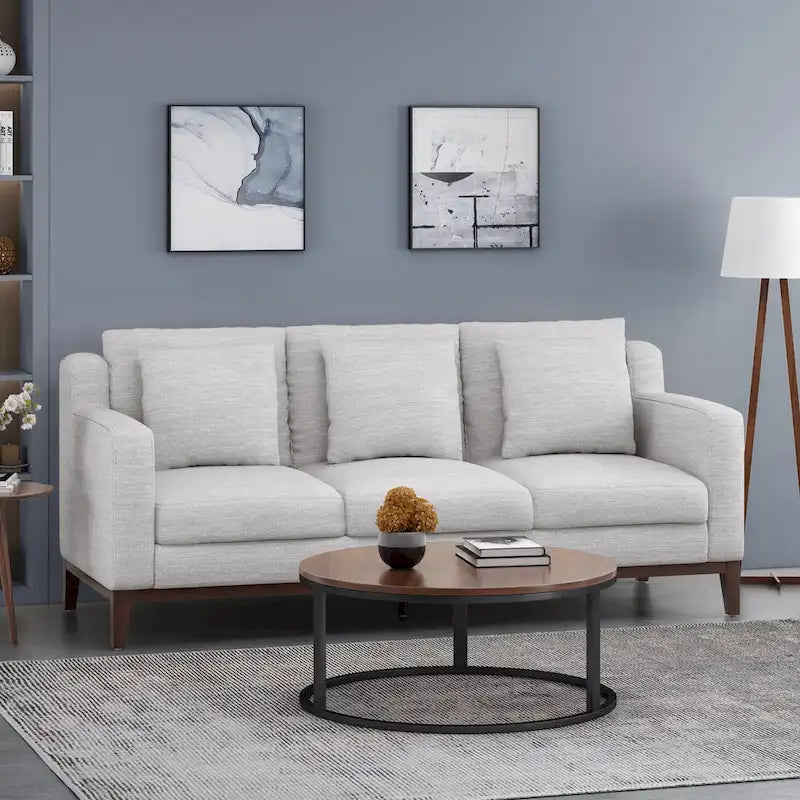 Canapé 3 places contemporain en tissu avec coussins décoratifs