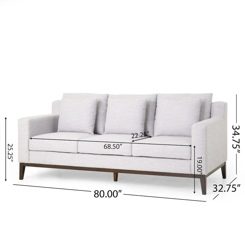 Canapé 3 places contemporain en tissu avec coussins décoratifs