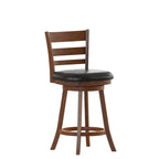 Tabouret de comptoir en bois à dossier échelle avec siège rembourré