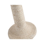 Table d'appoint ronde en bois massif blanchi avec base en corde de jute