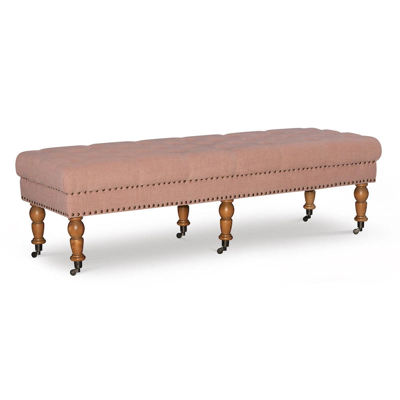 Banc capitonné rose de 62 pouces