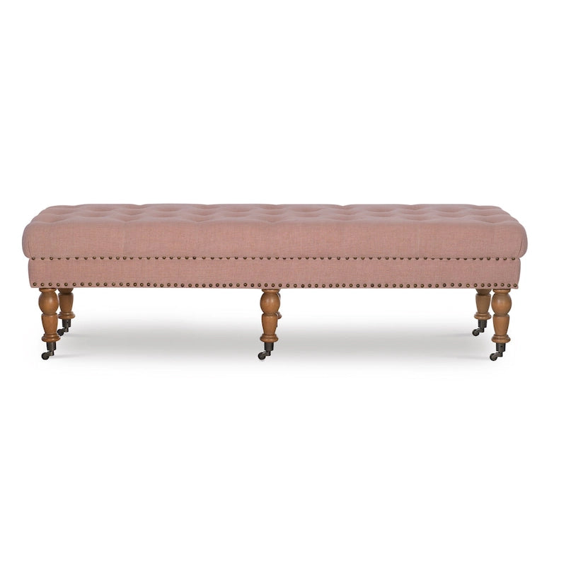 Banc capitonné rose de 62 pouces
