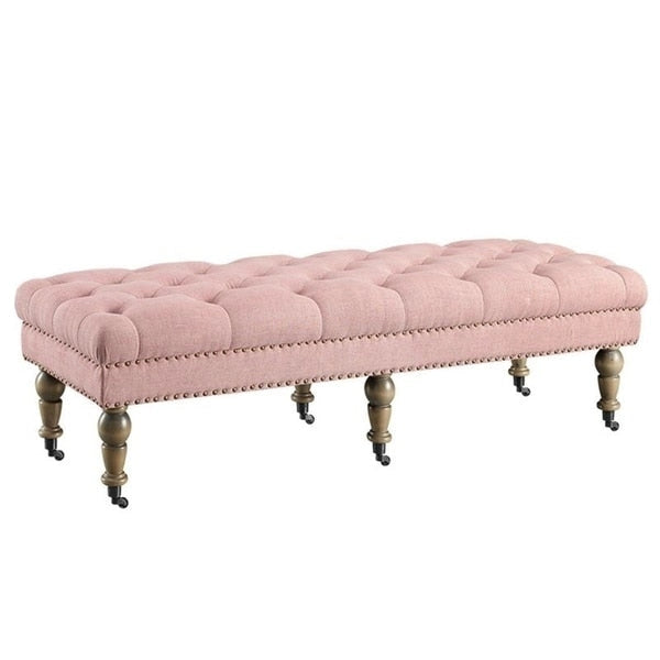 Banc capitonné rose de 62 pouces