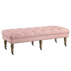 Banc capitonné rose de 62 pouces