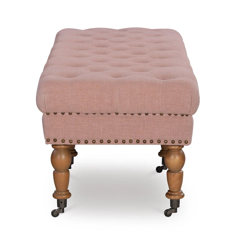 Banc capitonné rose de 62 pouces