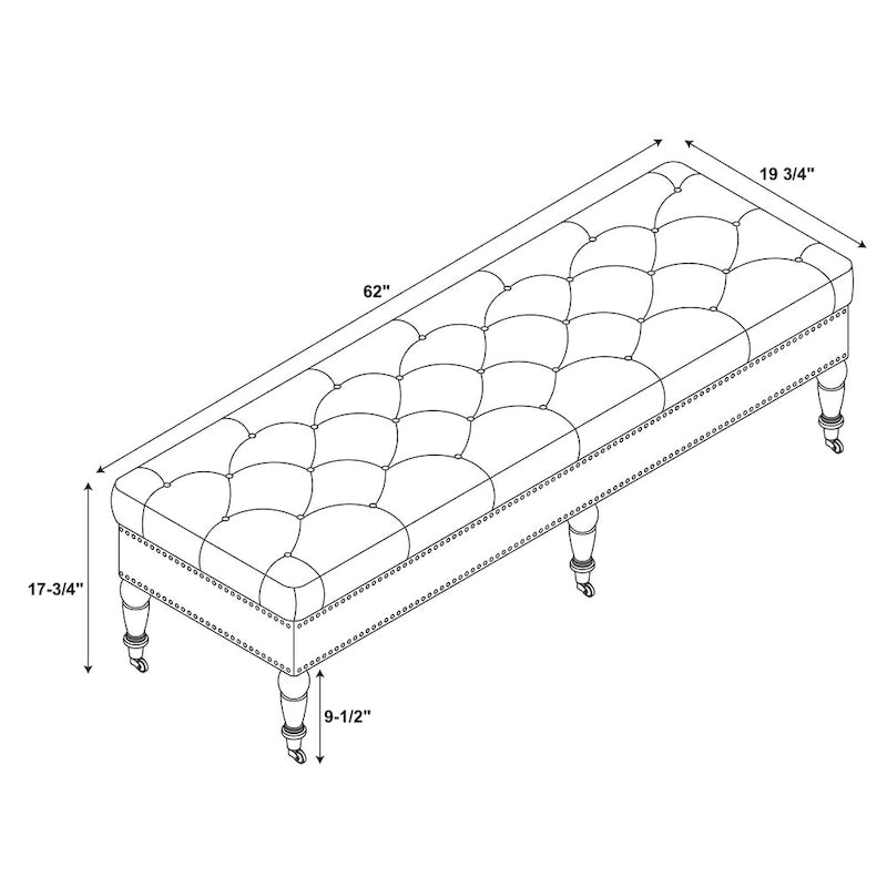 Banc capitonné rose de 62 pouces