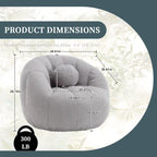 Fauteuil poire rond douillet et confortable en bouclette avec oreiller