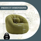 Fauteuil poire rond douillet et confortable en bouclette avec oreiller