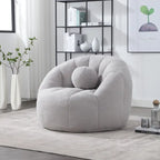 Fauteuil poire rond douillet et confortable en bouclette avec oreiller