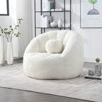 Fauteuil poire rond douillet et confortable en bouclette avec oreiller