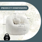 Fauteuil poire rond douillet et confortable en bouclette avec oreiller