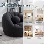 Fauteuil poire rond douillet et confortable en bouclette avec oreiller