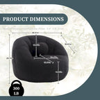 Fauteuil poire rond douillet et confortable en bouclette avec oreiller