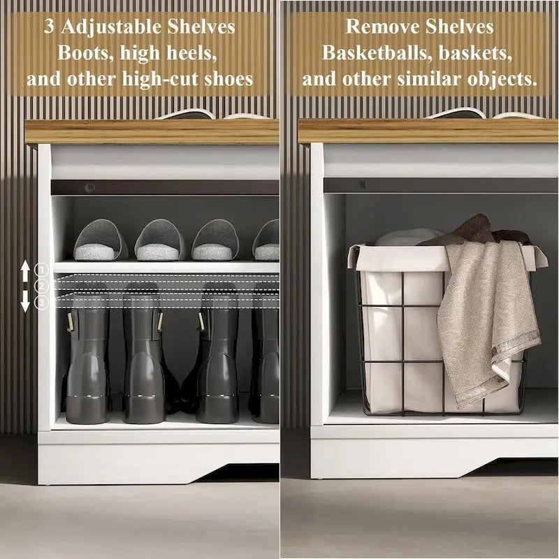 Banc à chaussures d'entrée de ferme 47 avec coussin épaissi