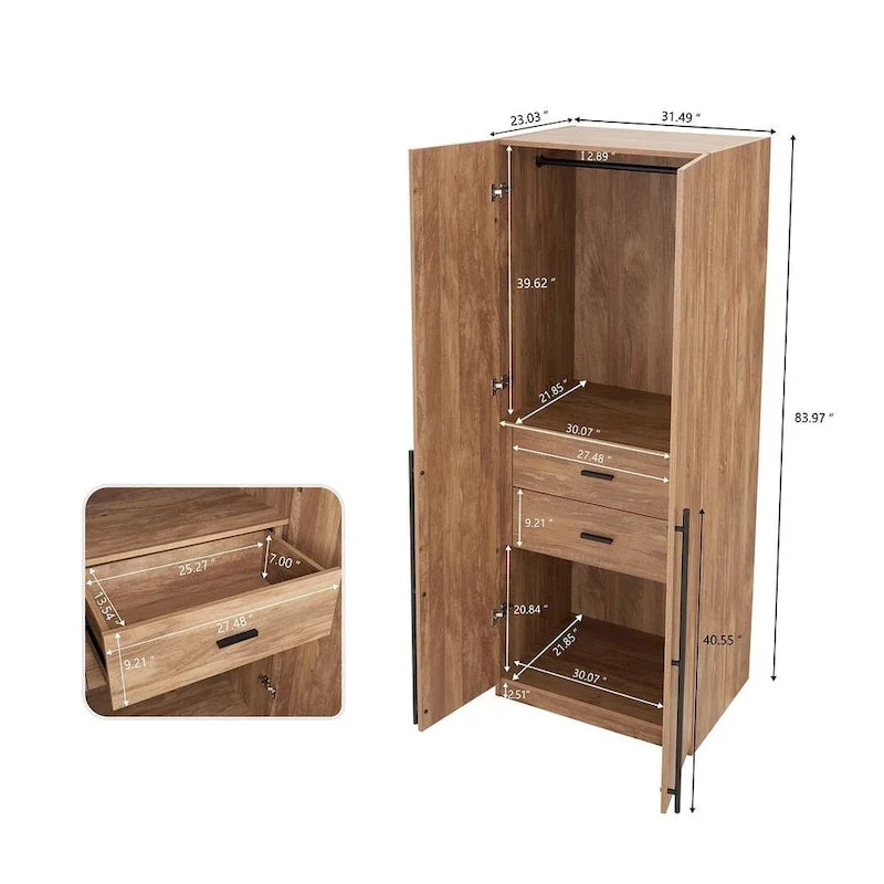 Armoire de garde-robe autoportante moderne