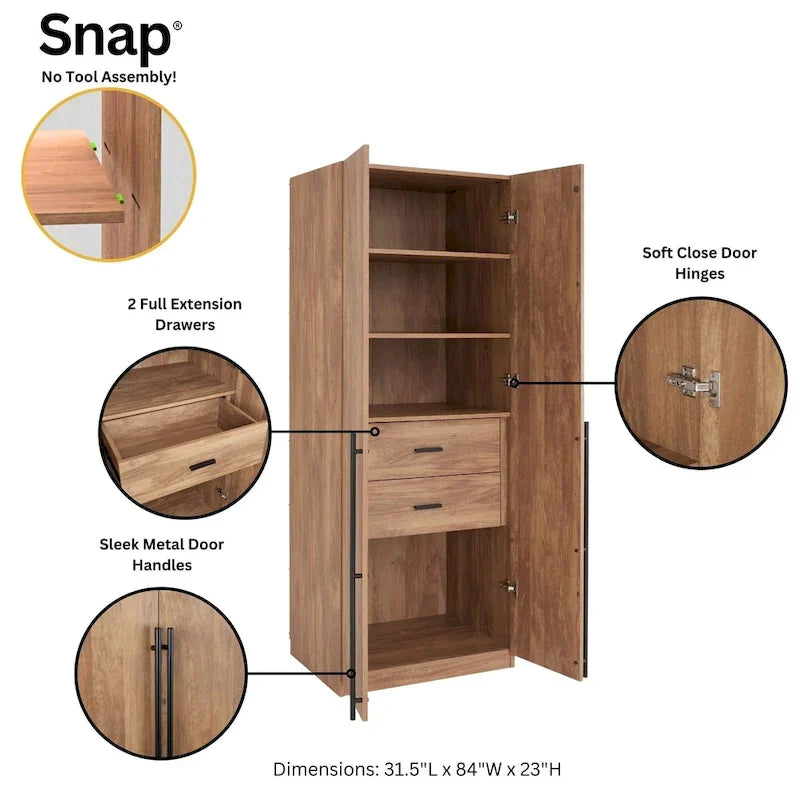 Armoire de garde-robe autoportante moderne