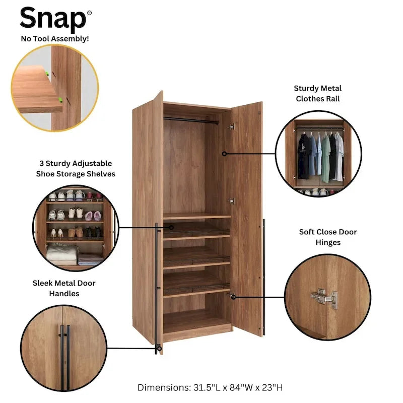 Armoire de garde-robe autoportante moderne