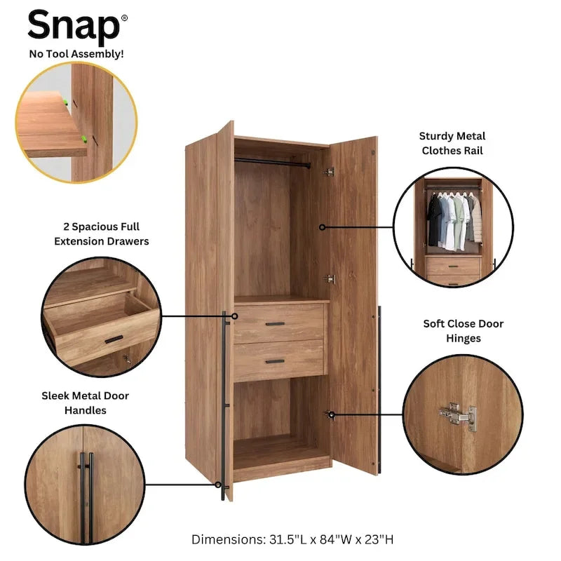 Armoire de garde-robe autoportante moderne