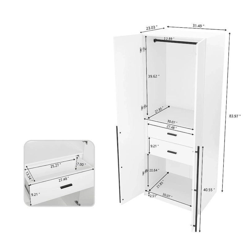 Armoire de garde-robe autoportante moderne