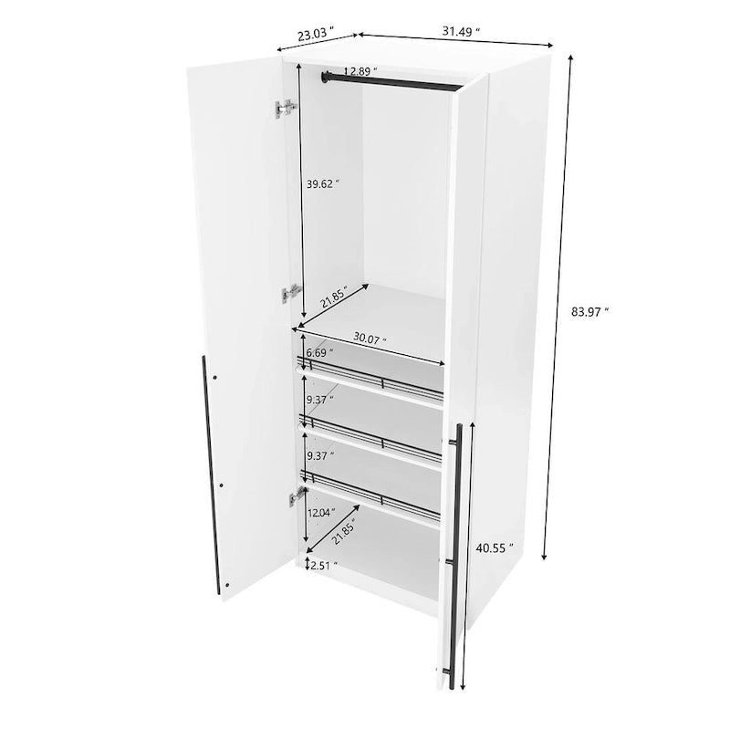 Armoire de garde-robe autoportante moderne