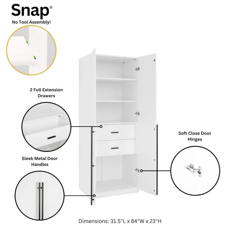Armoire de garde-robe autoportante moderne