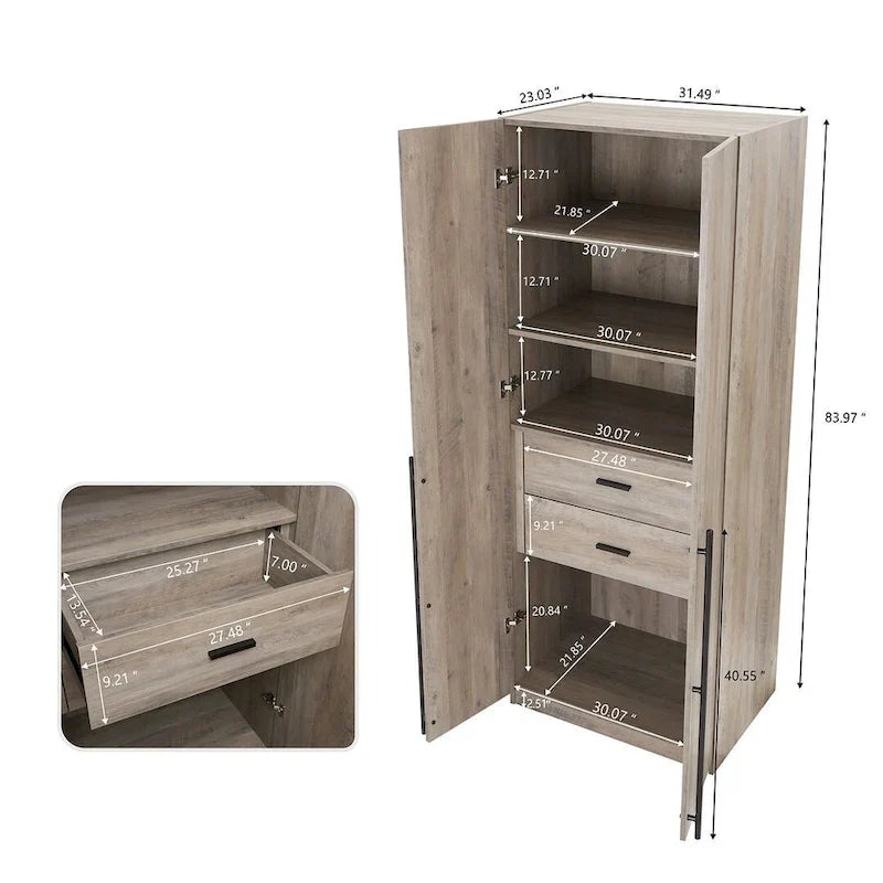 Armoire de garde-robe autoportante moderne