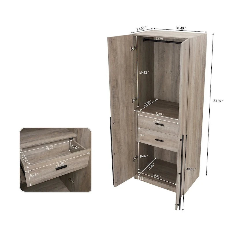 Armoire de garde-robe autoportante moderne