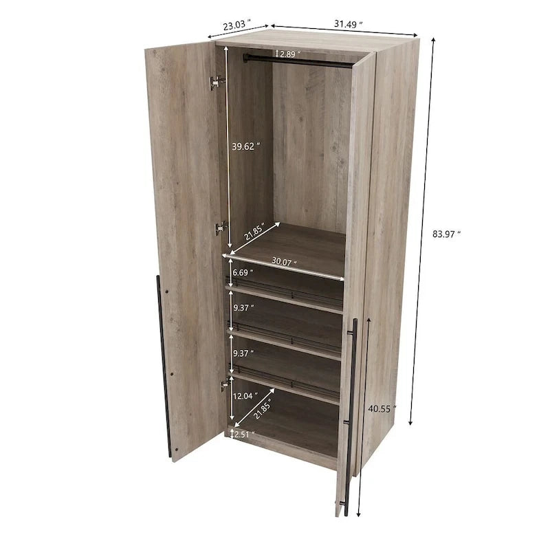 Armoire de garde-robe autoportante moderne