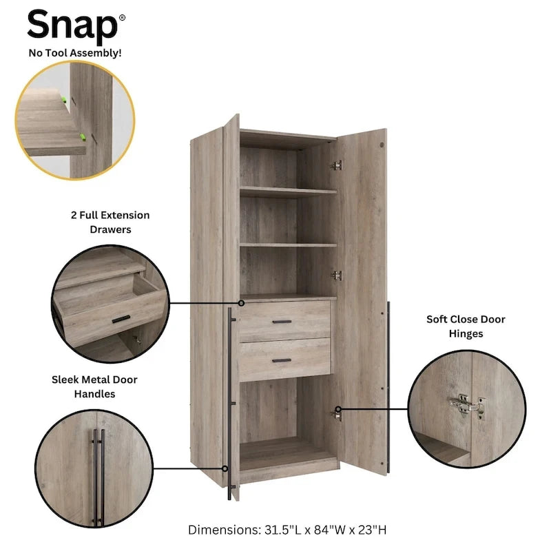 Armoire de garde-robe autoportante moderne