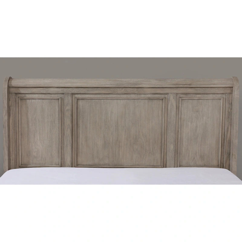 Lit traîneau et commode de rangement en bois gris de transition