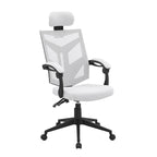 Chaise de bureau ergonomique réglable avec appui-tête Fauteuil de bureau ergonomique en maille à dossier haut avec support lombaire et roulettes