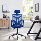 Chaise de bureau ergonomique réglable avec appui-tête Fauteuil de bureau ergonomique en maille à dossier haut avec support lombaire et roulettes