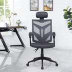Chaise de bureau ergonomique réglable avec appui-tête Fauteuil de bureau ergonomique en maille à dossier haut avec support lombaire et roulettes