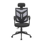 Chaise de bureau ergonomique réglable avec appui-tête Fauteuil de bureau ergonomique en maille à dossier haut avec support lombaire et roulettes